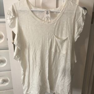 Free People White Ruffle Top